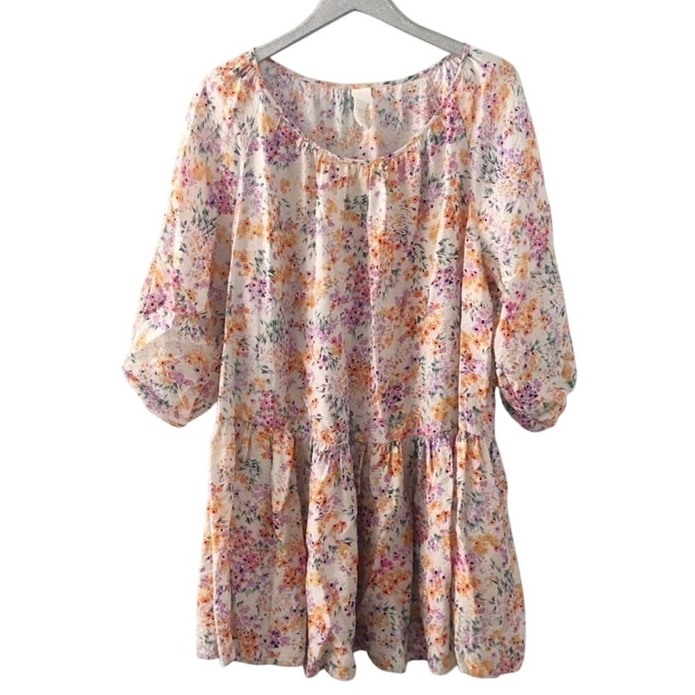 H&M Floral Flowy Long Sleeve Lightweight Dress